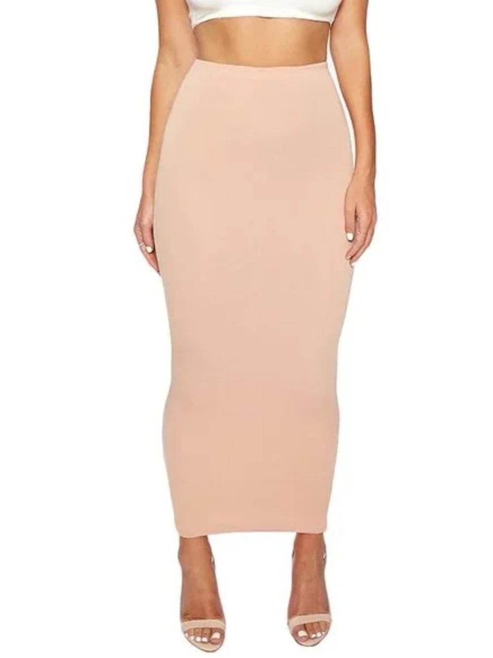 Naked Wardrobe Blush Nude Maxi Pencil Skirt